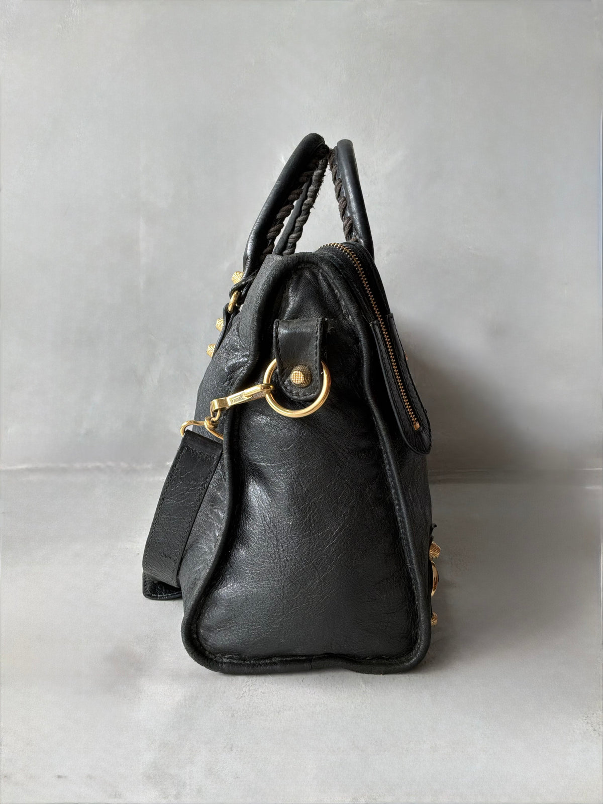Balenciaga Classic City Black on Gold Giant 21 Lambskin Bag
