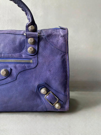 Balenciaga Work Giant 21 Purple Lambskin Bag