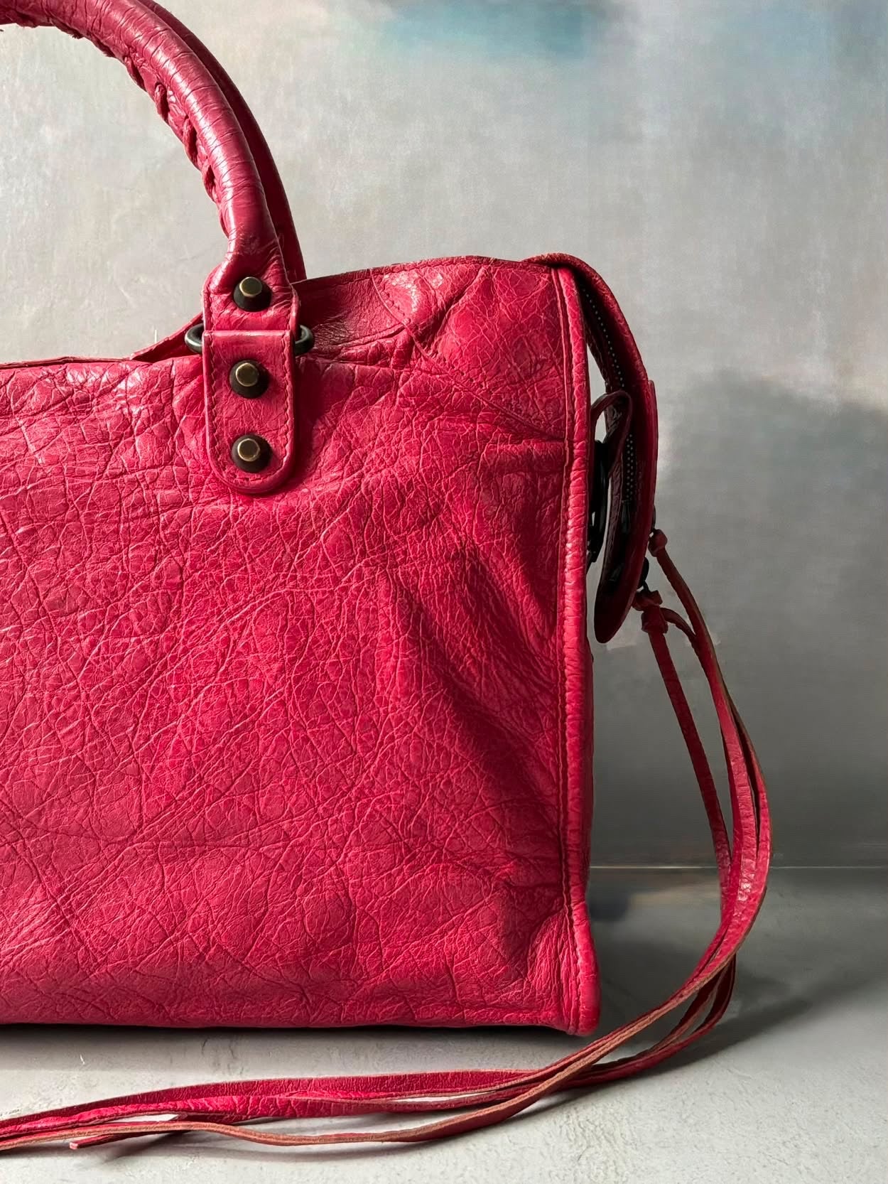 Balenciaga City Red Lambskin Bag