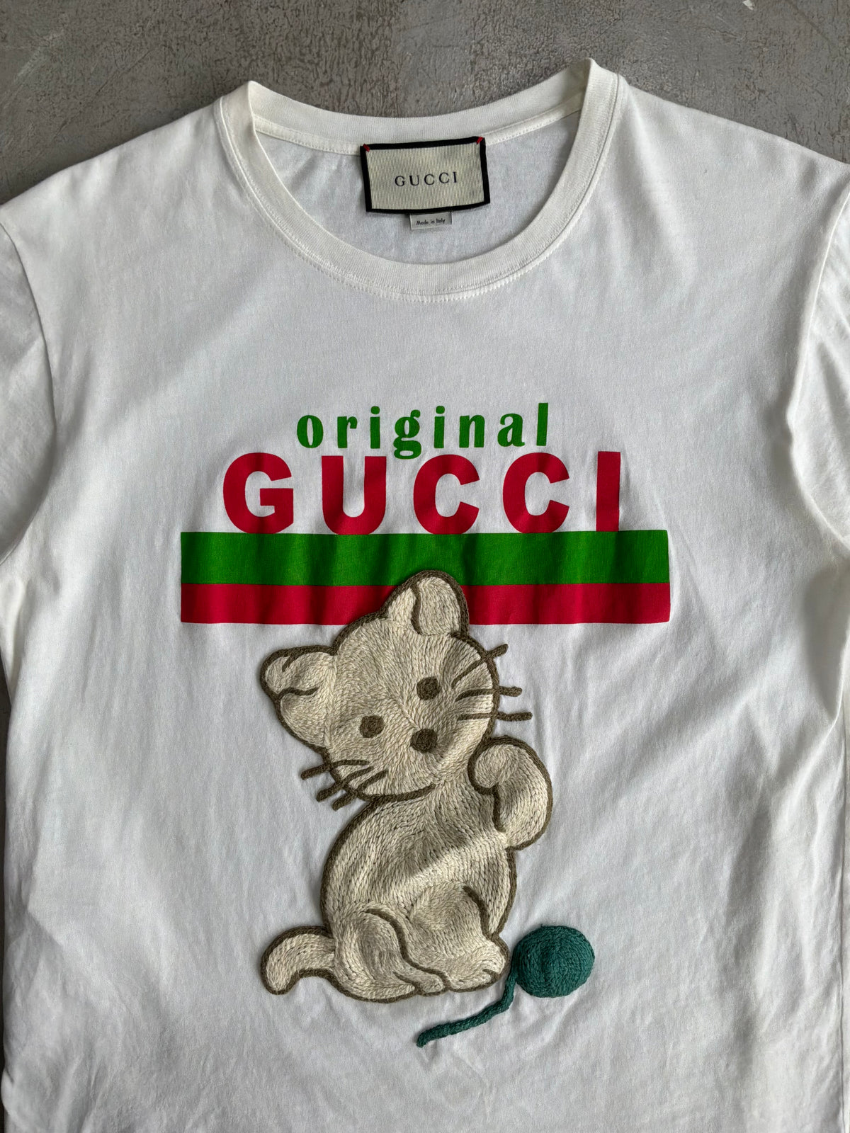 Gucci Cat Embroidered Spellout Tee