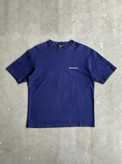 Balenciaga Script Mullet Blue Tee
