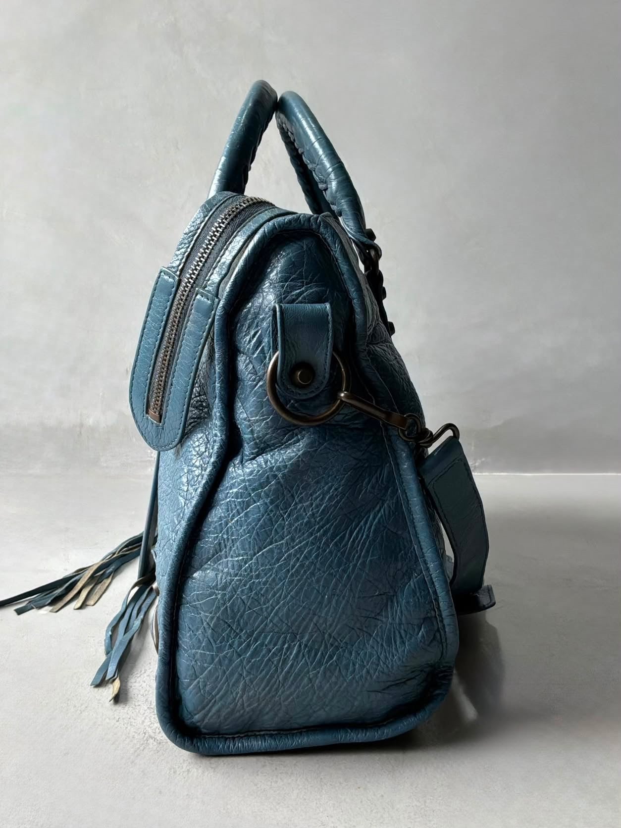 Balenciaga City Blue Lambskin Bag