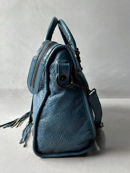 Balenciaga City Blue Lambskin Bag
