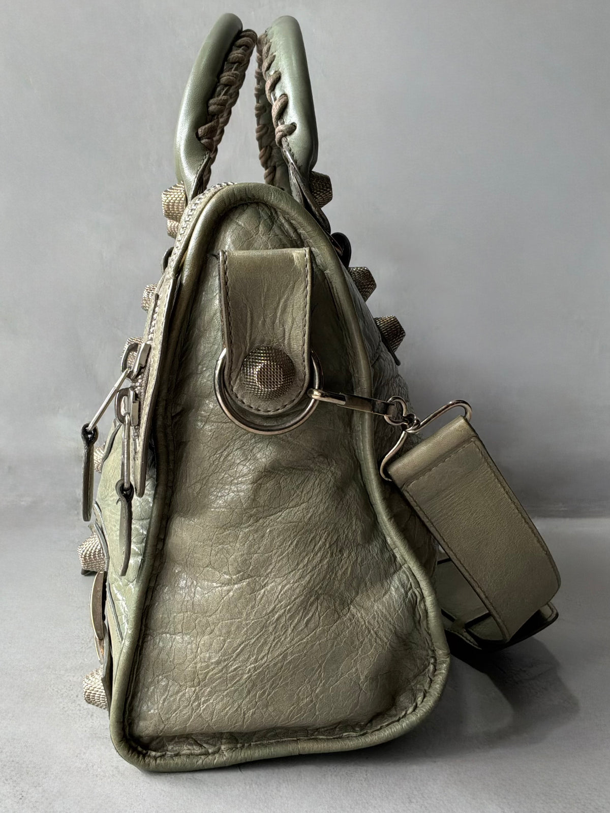 Balenciaga Classic City Pistachio on Silver Giant 21 Lambskin Bag