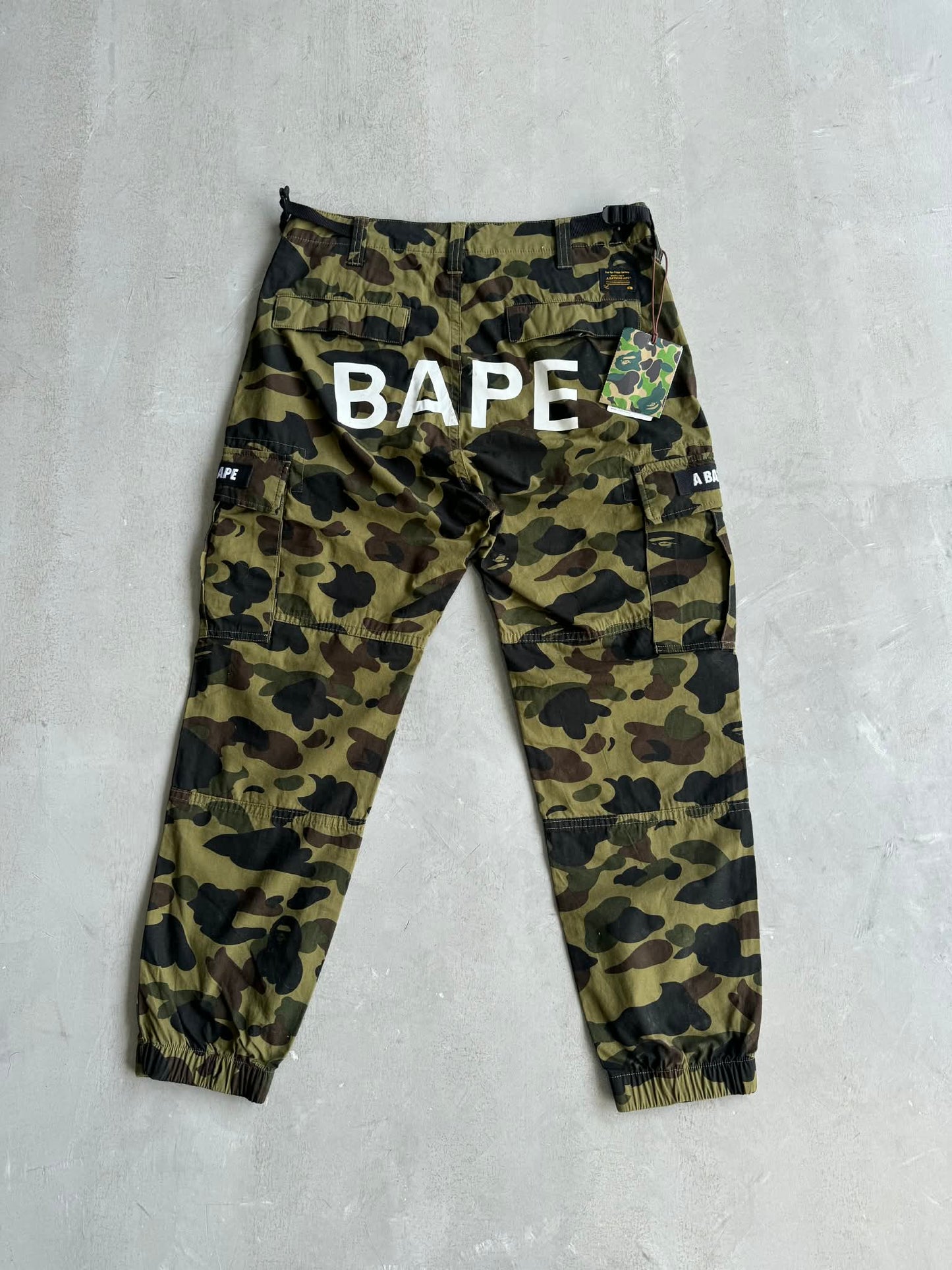 Bape 1st Camo spell out pants
