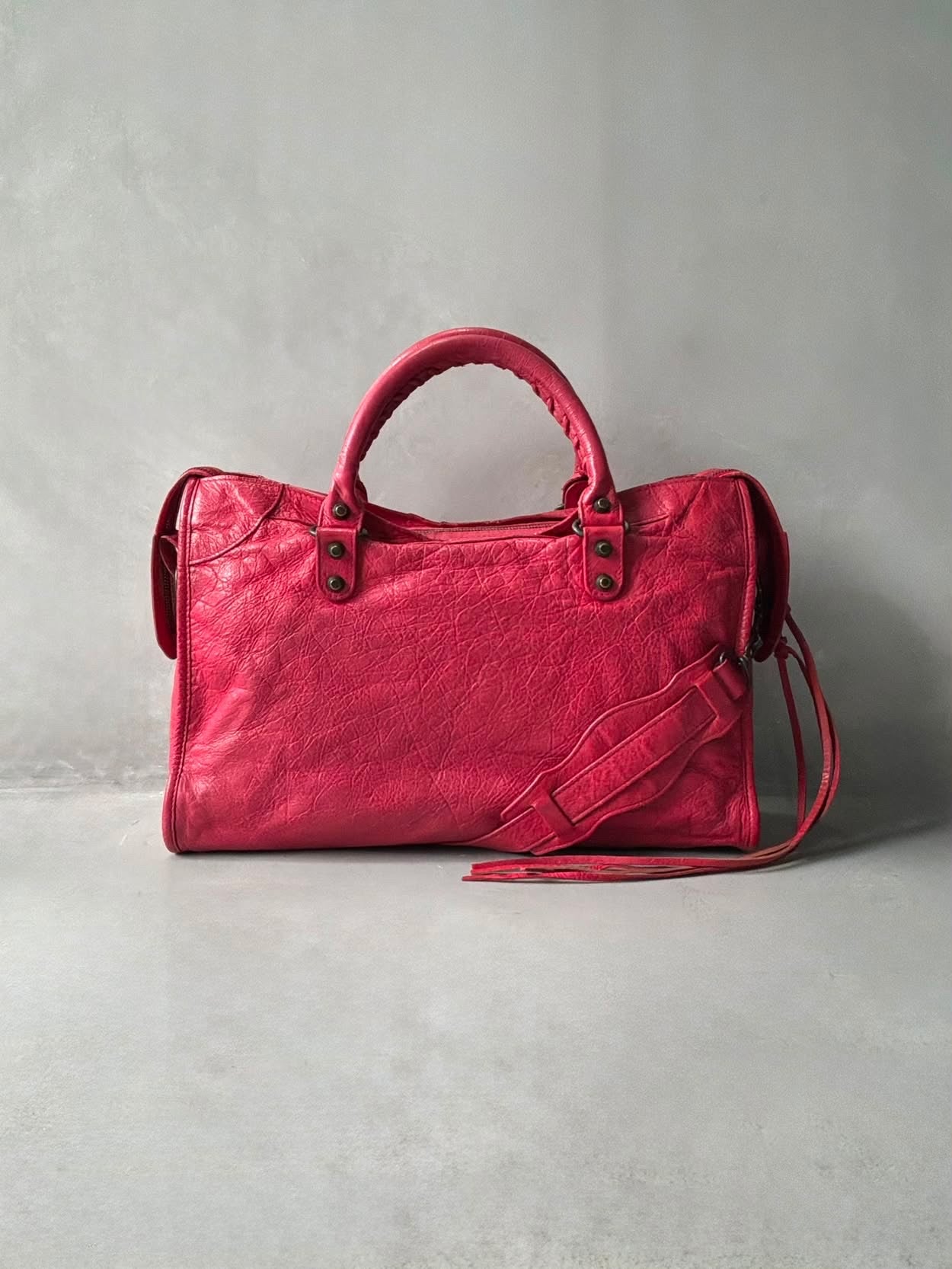 Balenciaga City Red Lambskin Bag