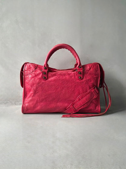 Balenciaga City Red Lambskin Bag