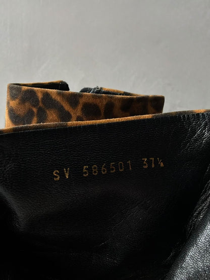 Saint Laurent Paris Suede Lou Leopard Ankle Boot