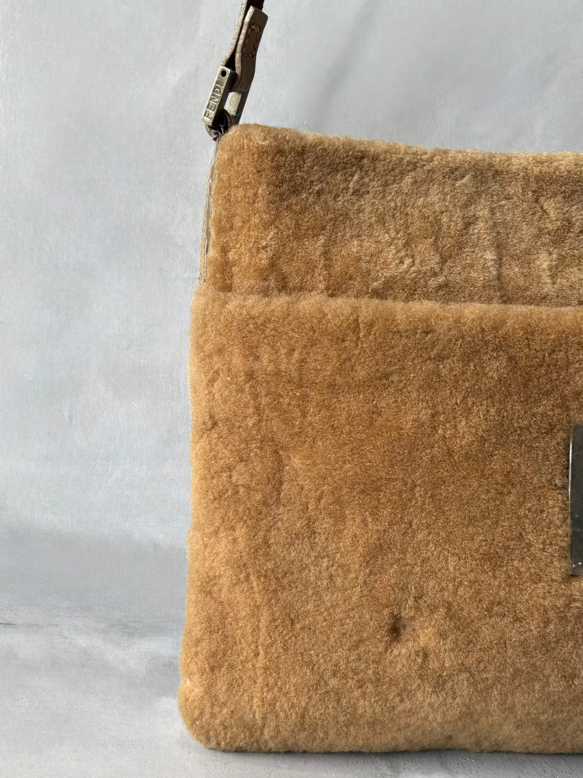 Fendi Beige Faux Fur Crossbody Bag