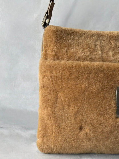 Fendi Beige Faux Fur Crossbody Bag
