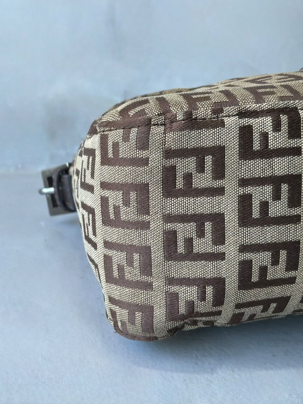 Fendi Zucchino Double Flap Baguette Bag