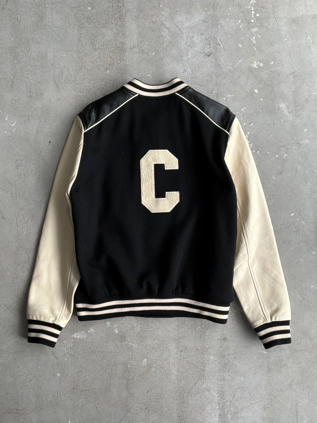 Celine C Logo Teddy Varsity Jacket