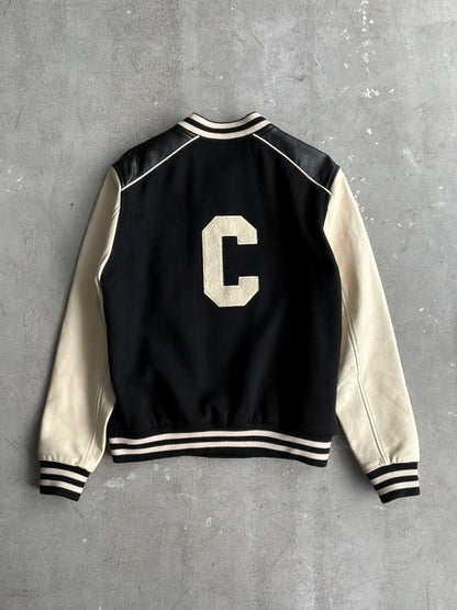 Celine C Logo Teddy Varsity Jacket