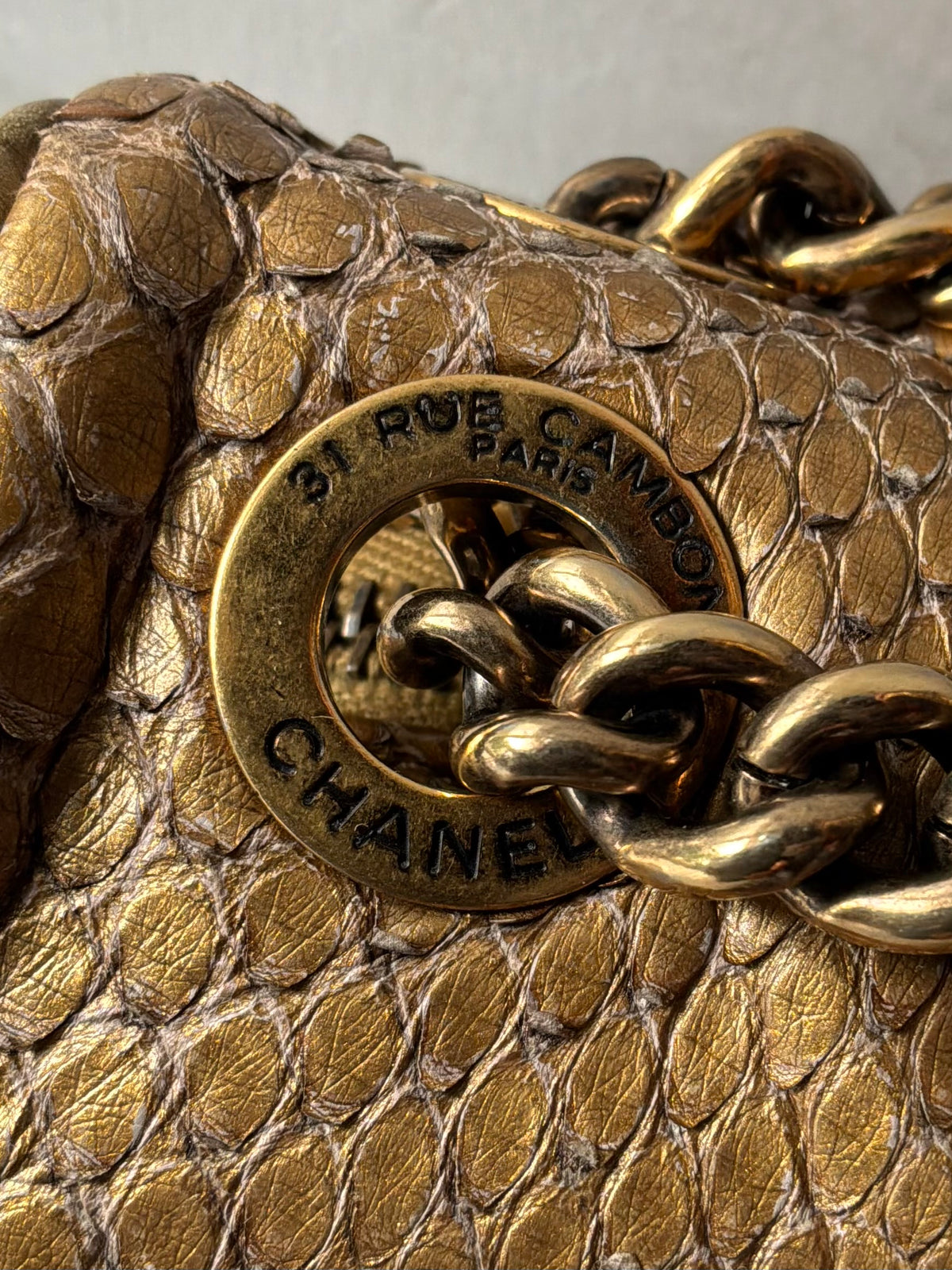 Chanel Gold Python Shiva Flap Bag