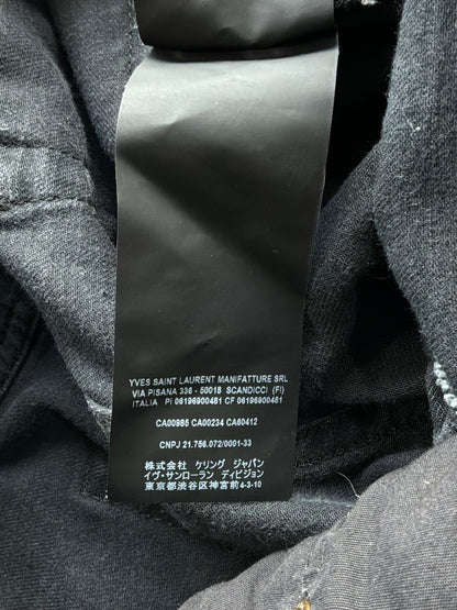 Saint Laurent Paris Washed Black Denim Slim Jeans