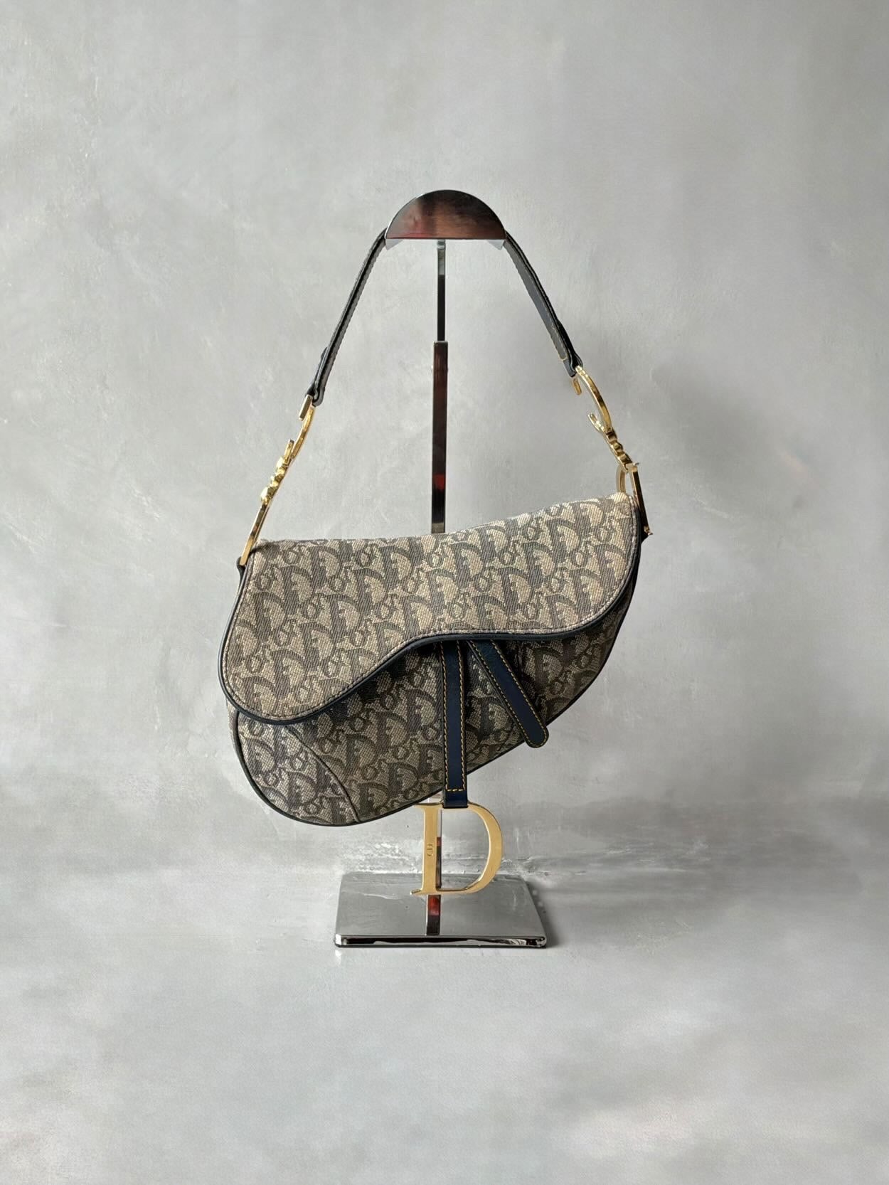 Dior Denim Monogram Saddle Bag