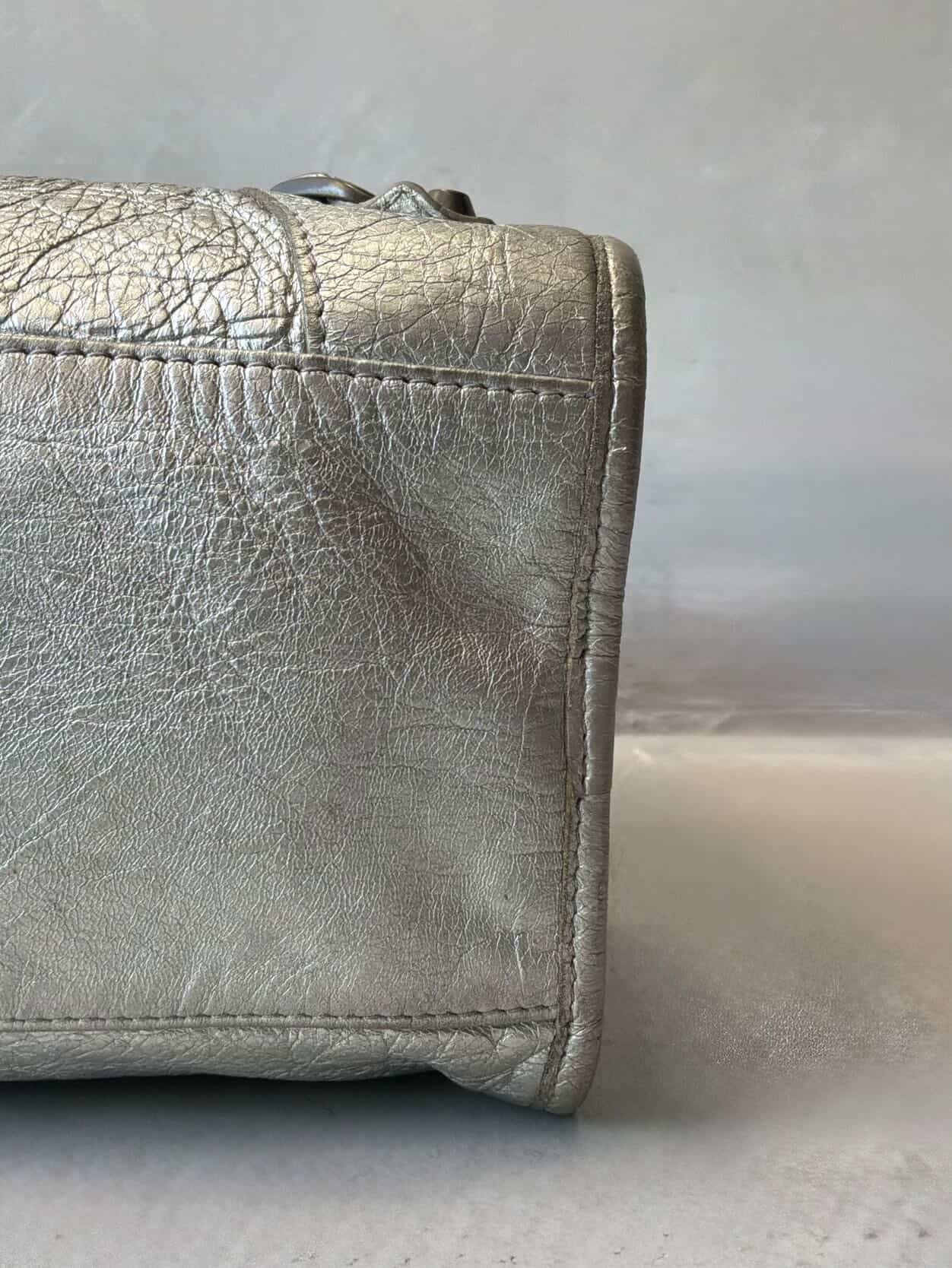 Balenciaga Classic City Metallic Silver Lambskin Bag