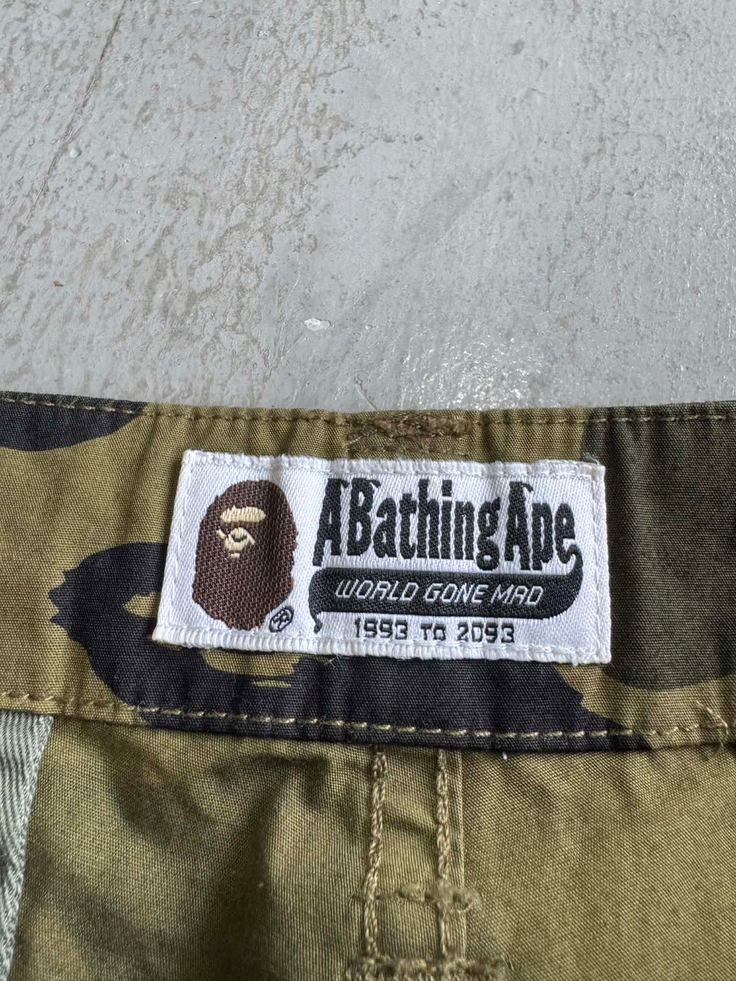 Bape 1st Camo spell out pants