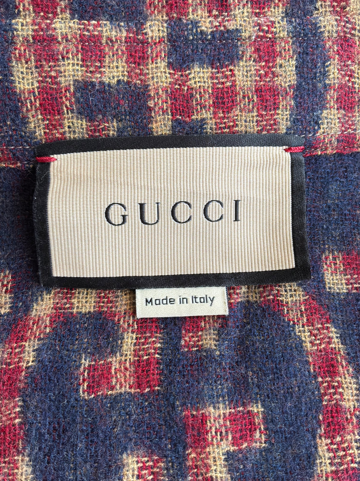 Gucci Maxi GG Gingham Wool Shirt