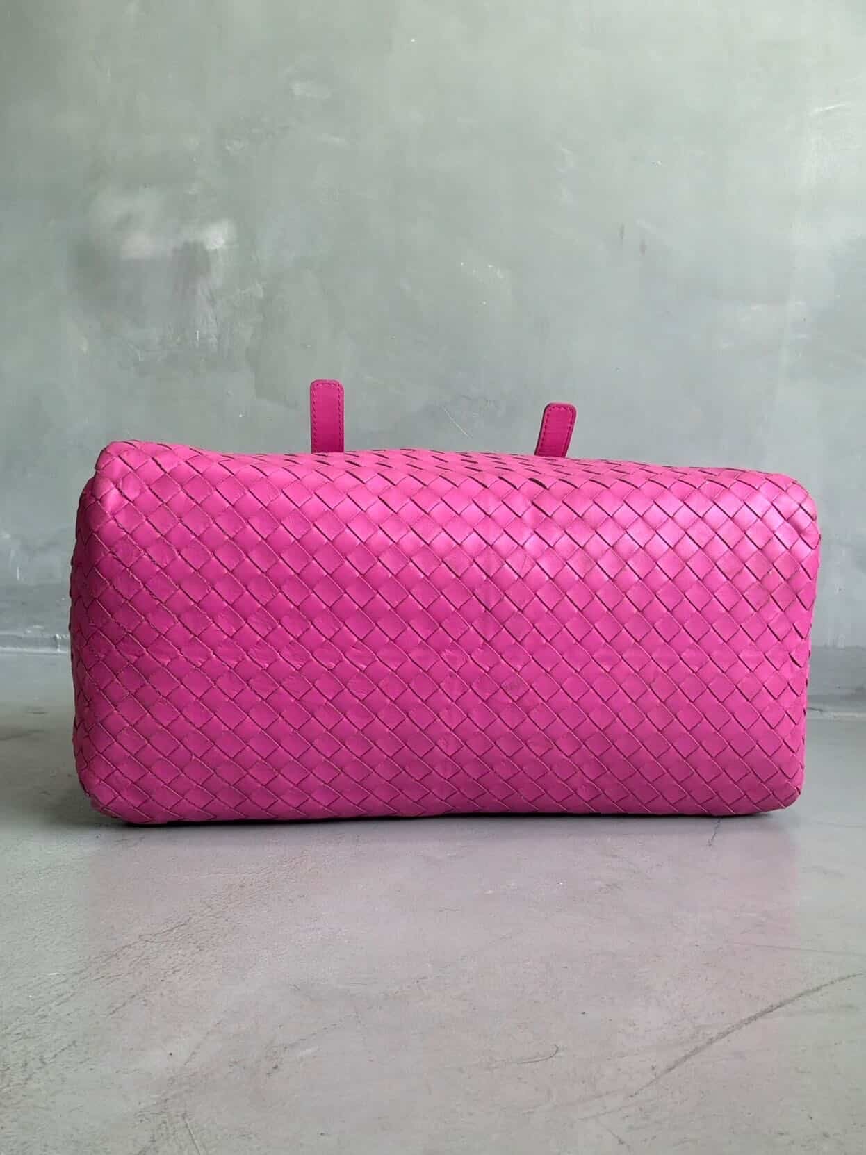 Bottega Veneta Pink Intrecciato Boston Bag