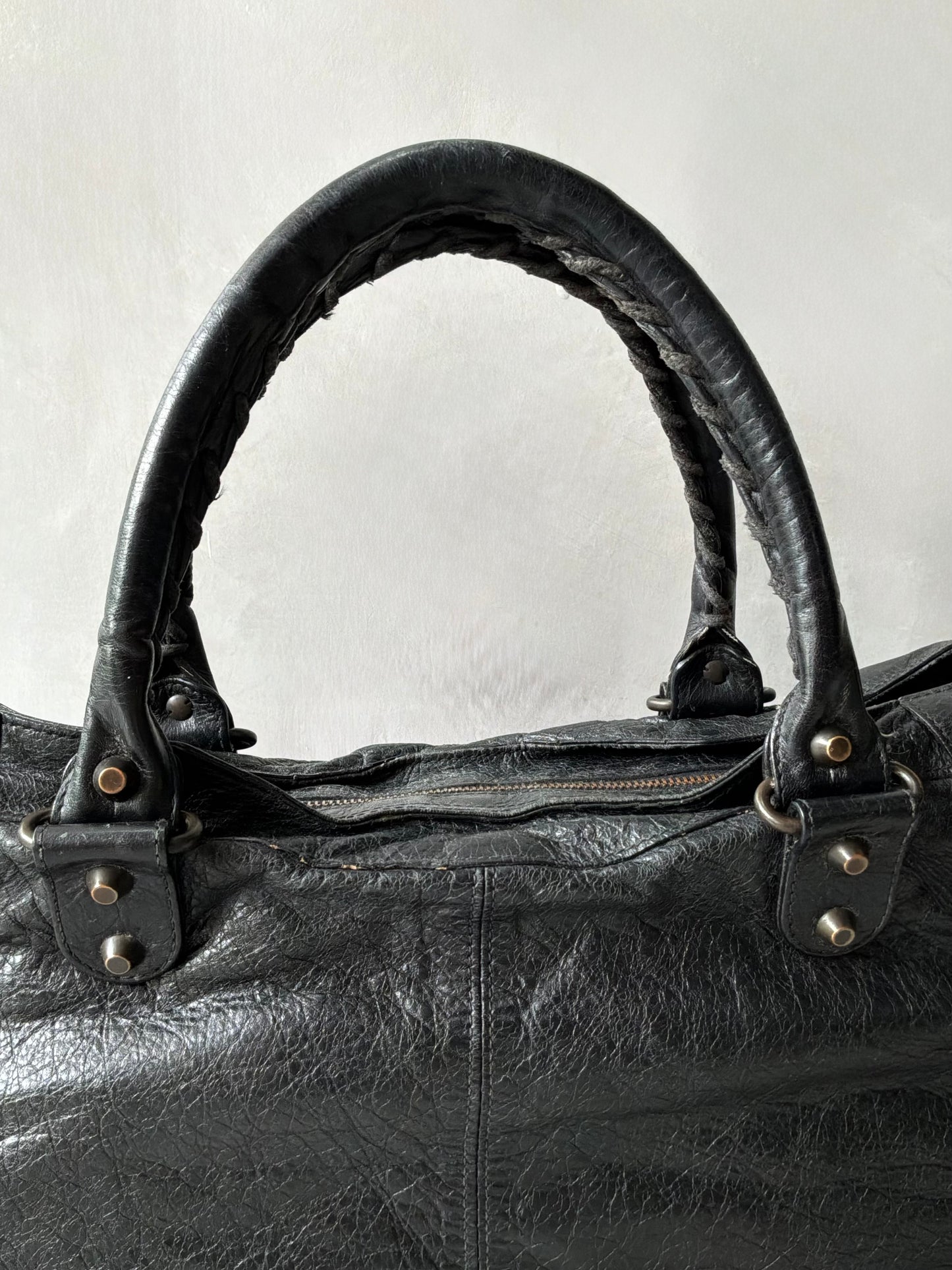 Balenciaga Part Time Black on Brass Lambskin Bag