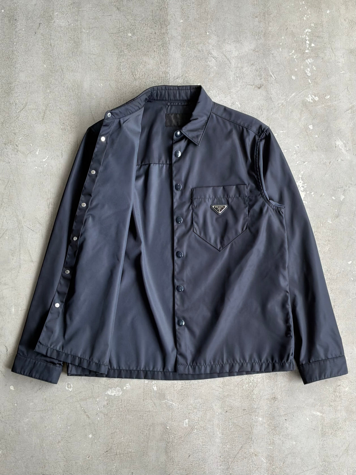 Prada Re-Nylon Chest Emblem Button Up Shirt