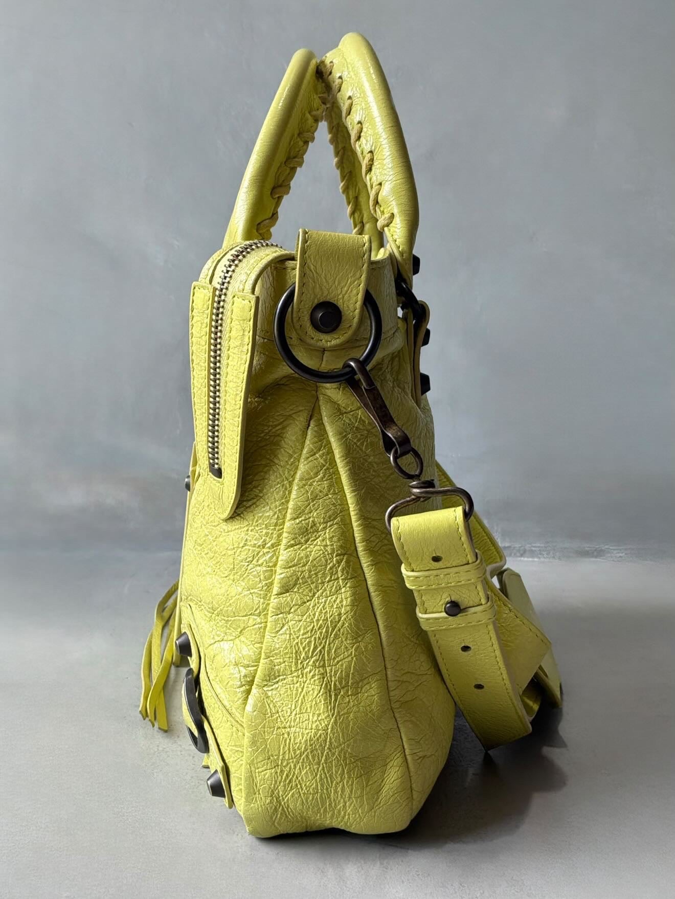 Balenciaga City ‘Town’  Lime Lambskin Bag