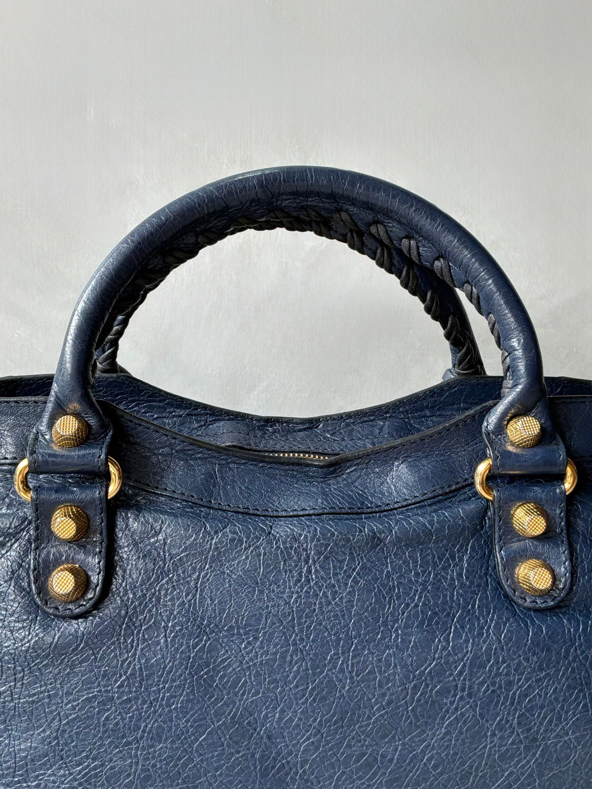 Balenciaga Classic City Navy on Gold Giant 12 Lambskin Bag