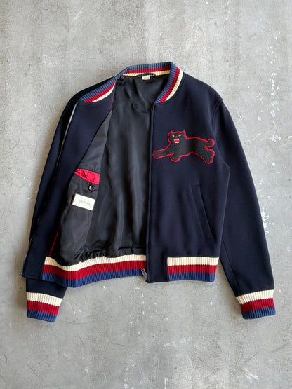 Gucci Panther Wool Patch Bomber Jacket