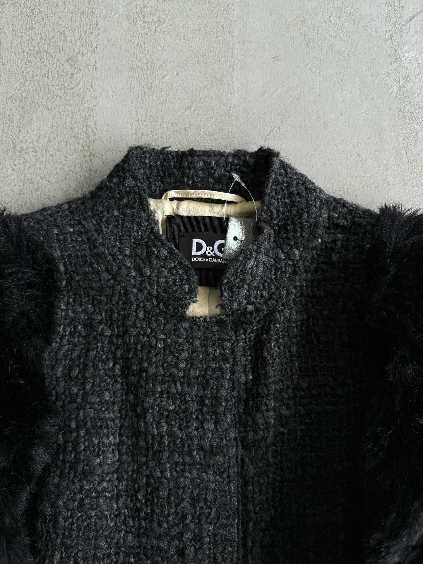 Archived D&G Tweed Fur Cropped Jacket