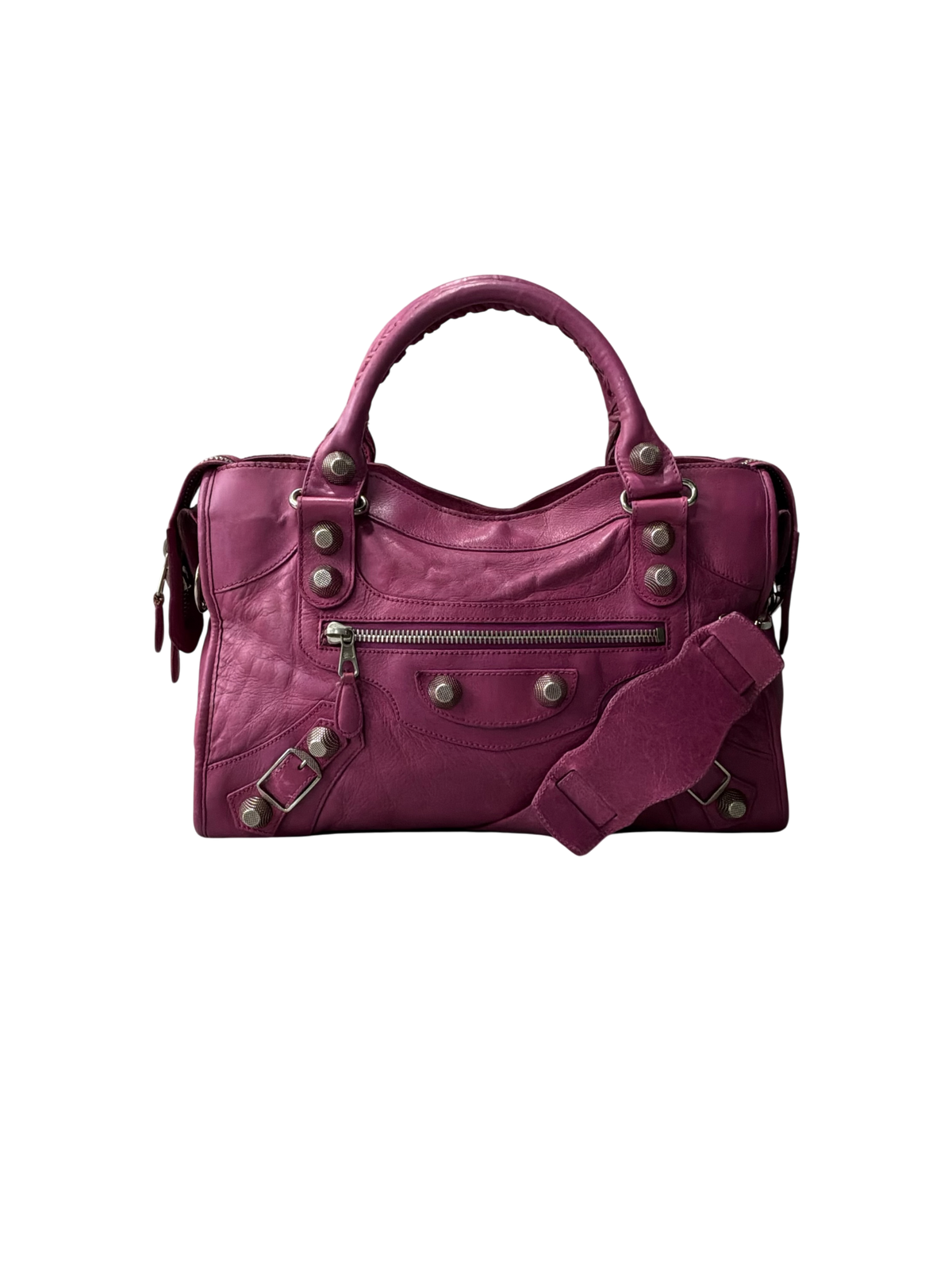 Balenciaga Classic City  Pink on Silver Giant 21 Lambskin Bag