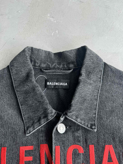 Balenciaga Embroidered Logo Denim Jacket