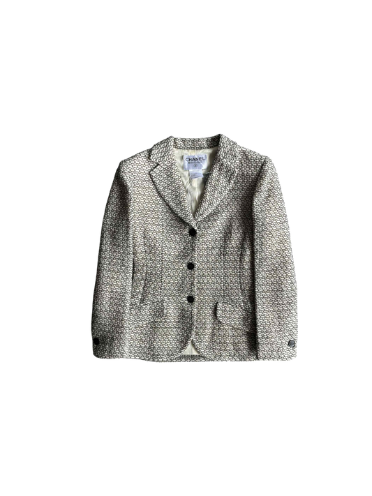 Chanel 1998 Silk Lined Beige Tweed Jacket