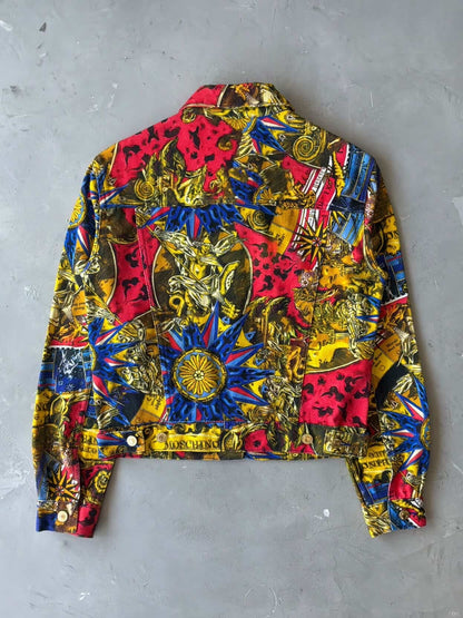 Moschino Womens Couture All Over Print Denim Jacket
