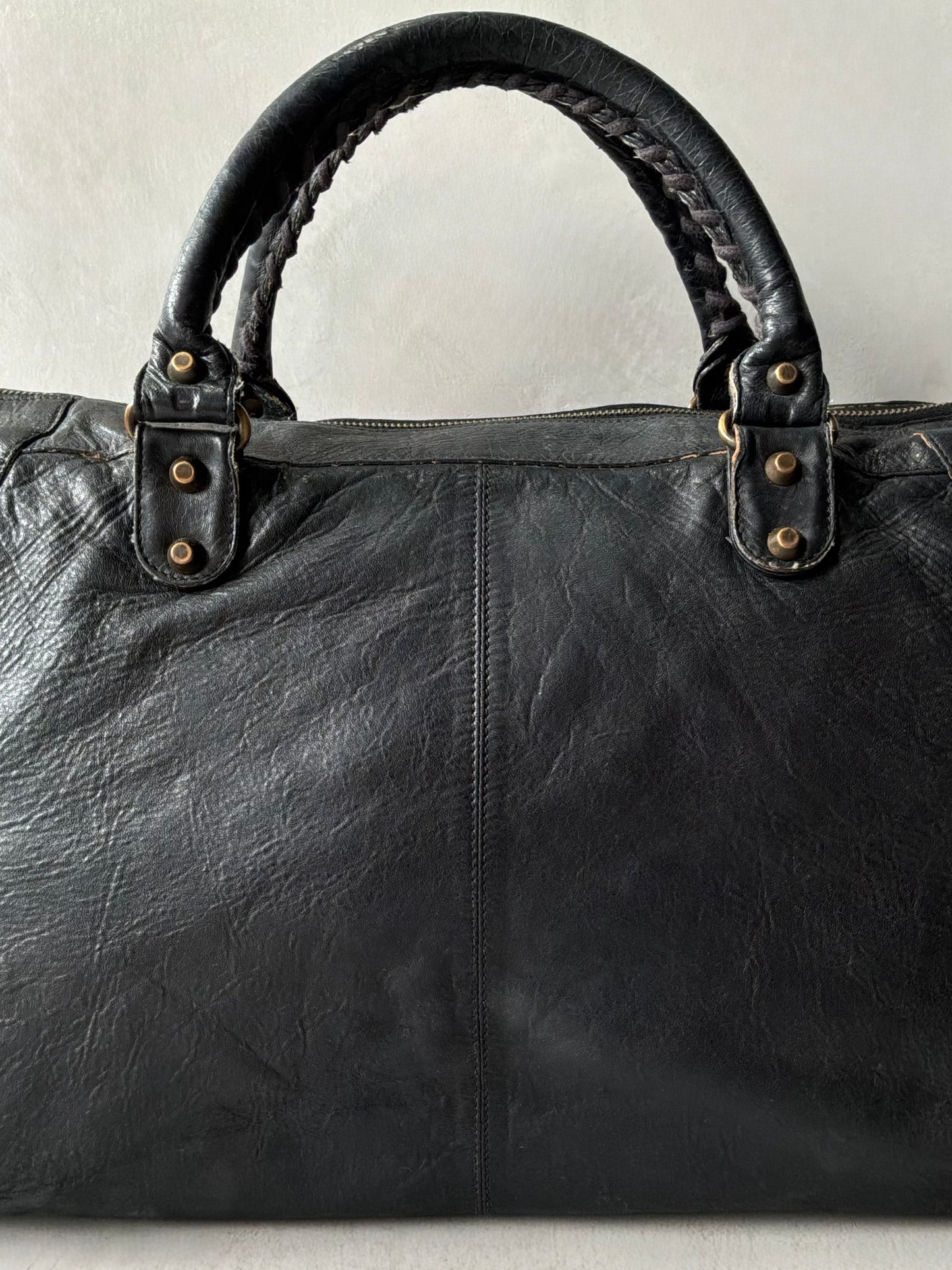 Balenciaga Work Black on Brass Lambskin Bag