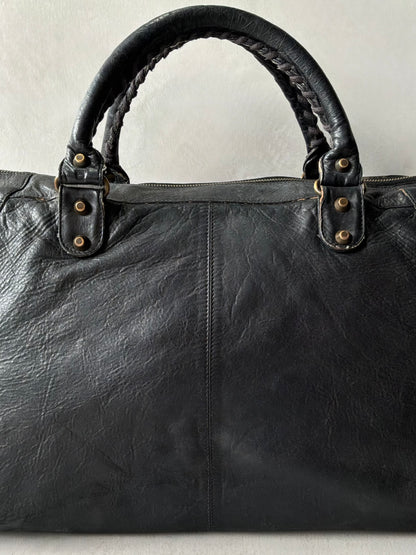 Balenciaga Work Black on Brass Lambskin Bag