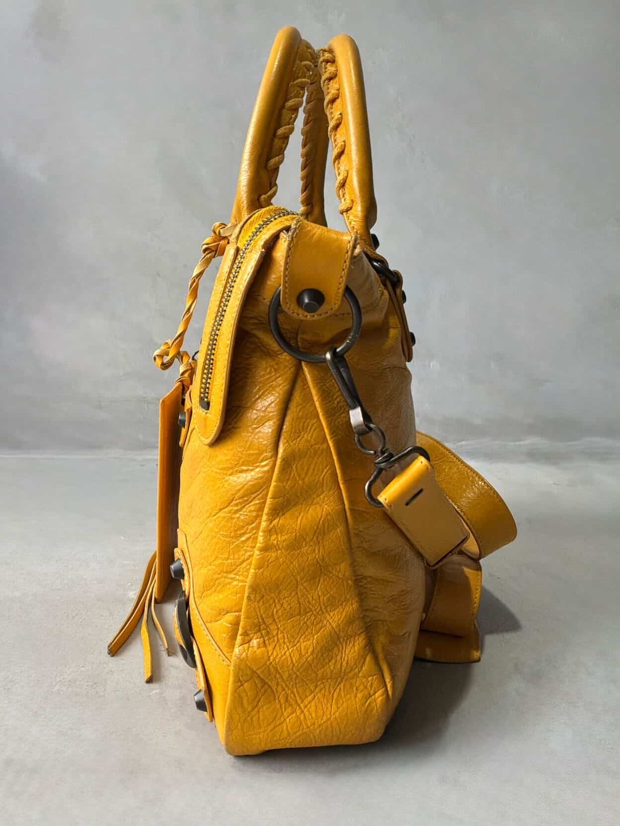Balenciaga City Town Yellow Crossbody Lambskin Bag
