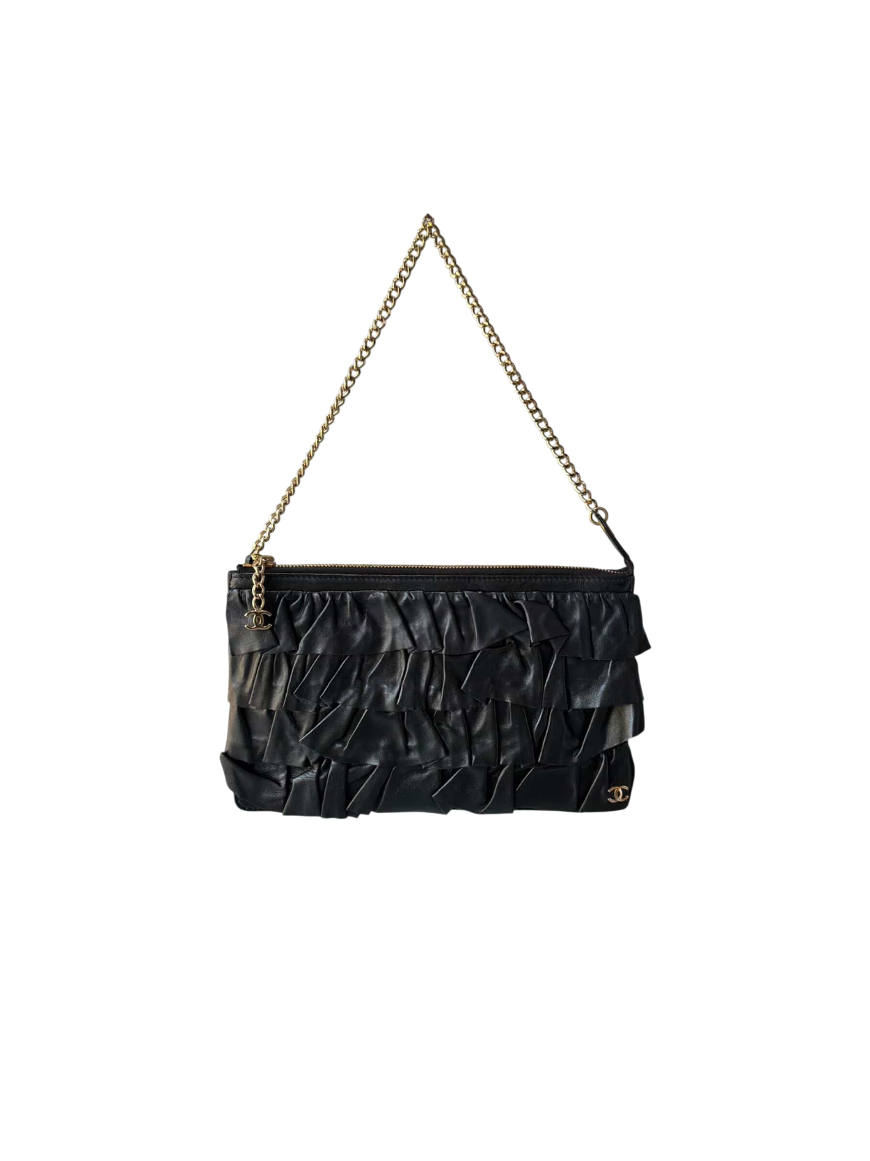 Chanel Ruffle Lambskin Evening Bag
