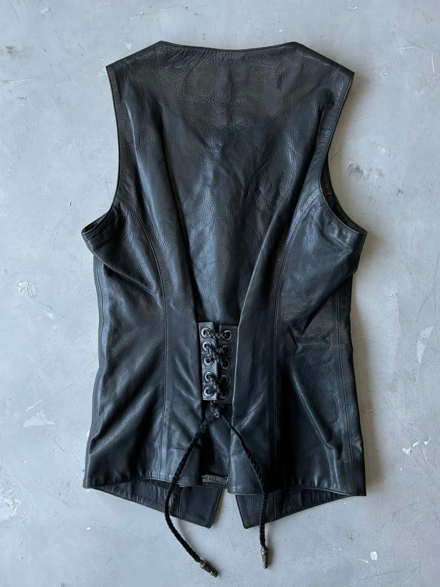 90s Chrome Hearts Crossball Buttons Leather Vest/Corset