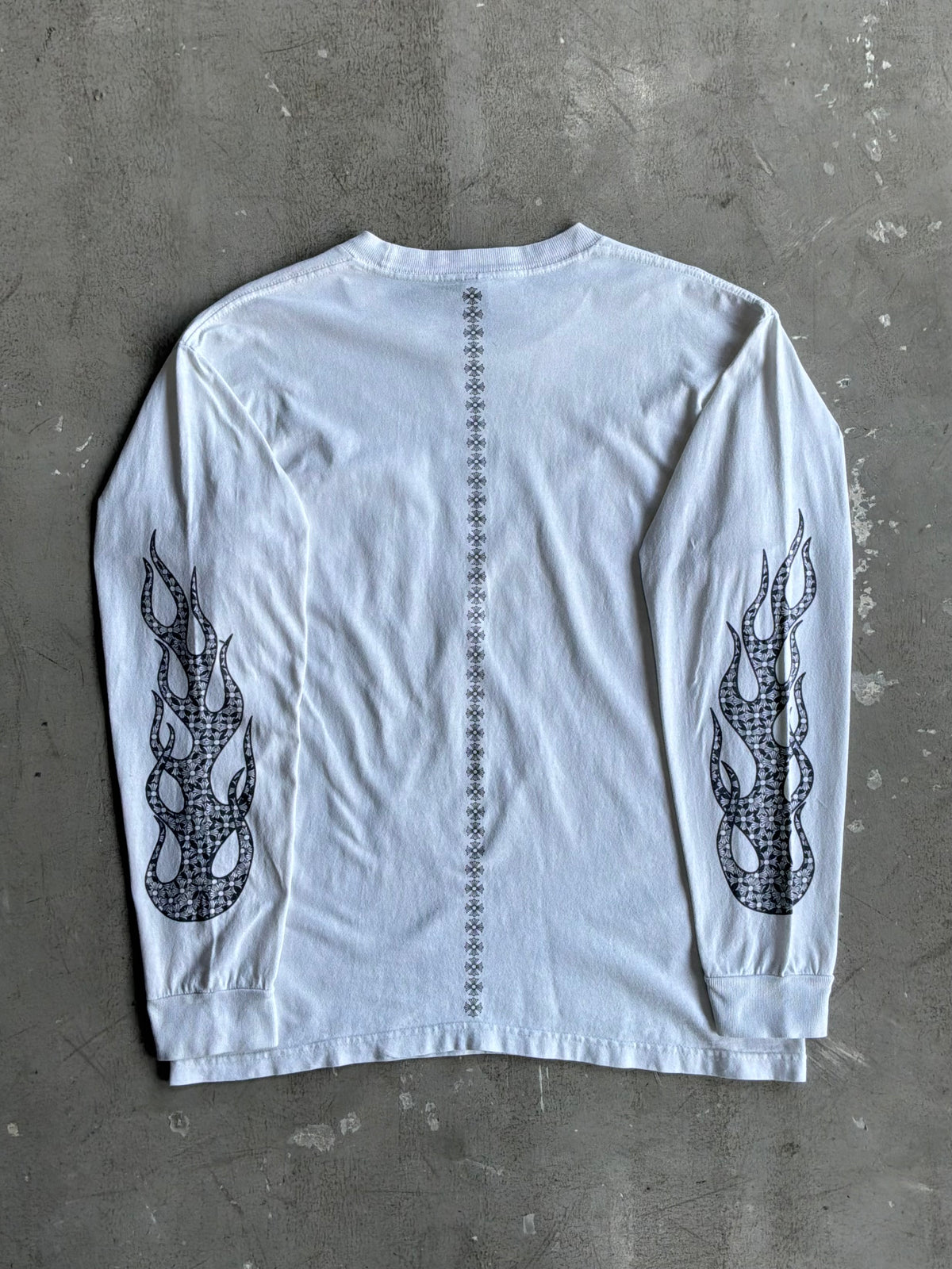90s Chrome Hearts Flame Sleeves Spine Cross Longsleeves