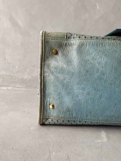 Balenciaga City Work Perforated Blue Bag