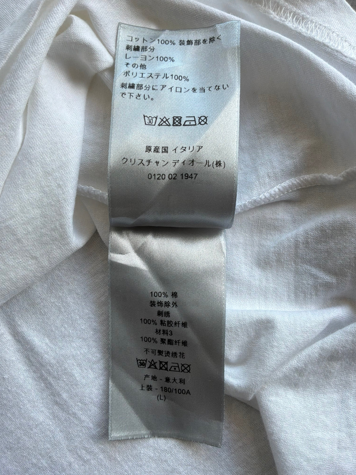 Dior Floral Patch Chest White Tee