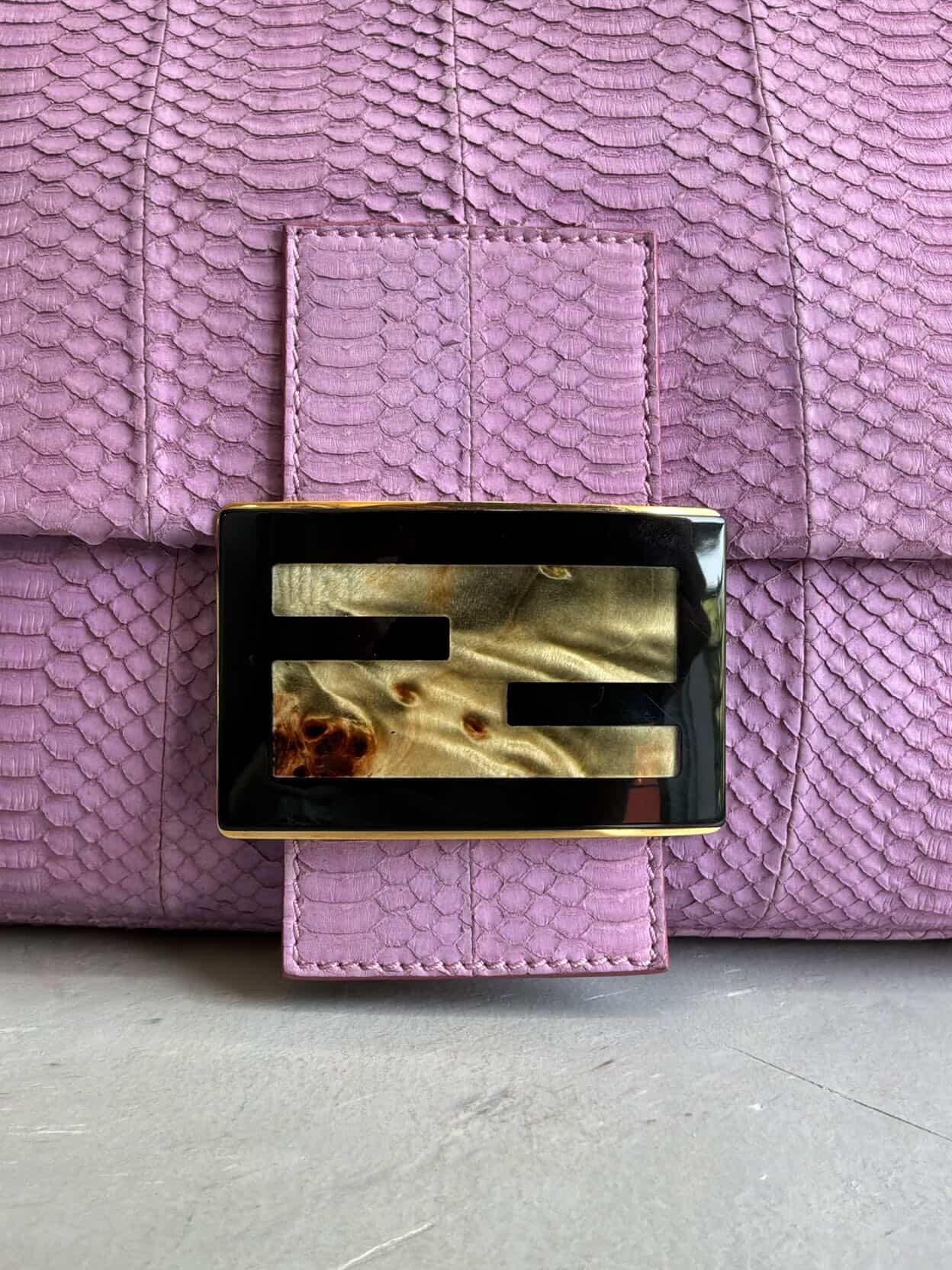 Fendi Python Leather Large Mamma Baguette Bag