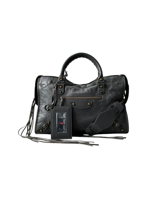 Balenciaga Classic City Gray on Brass Lambskin Bag