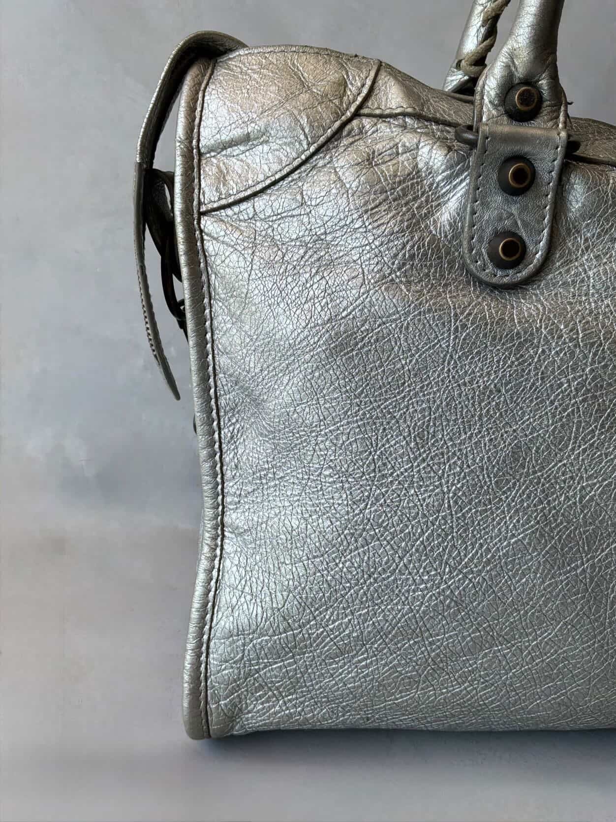 Balenciaga Classic City Metallic Silver Lambskin Bag