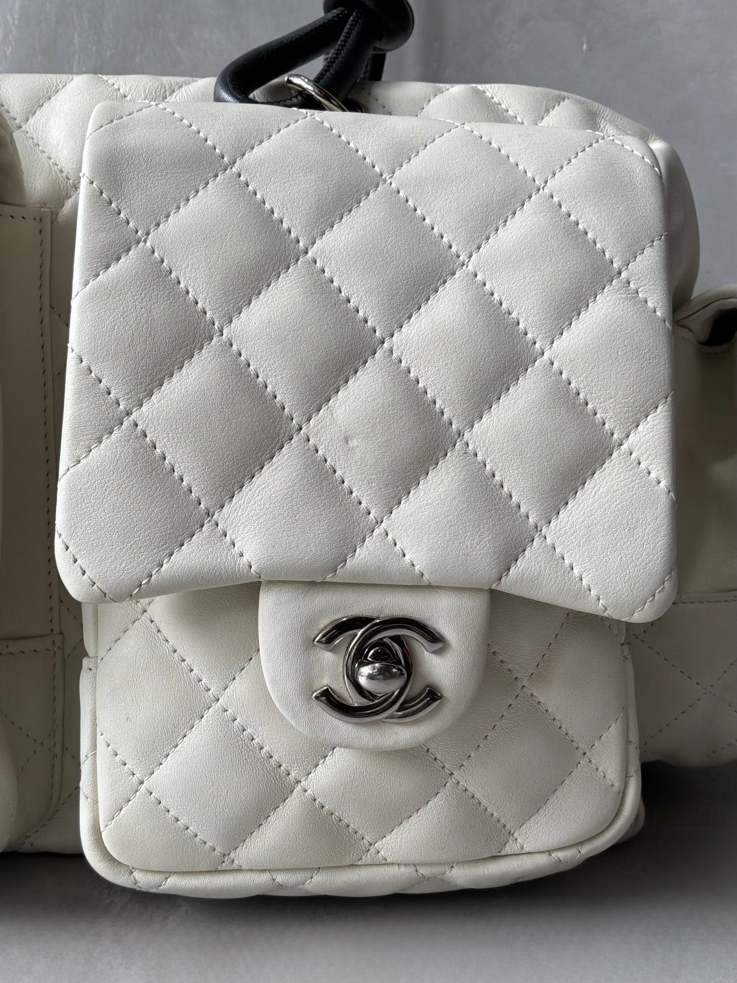Chanel White Quilted Leather Cambon Ligne Reporter Bag