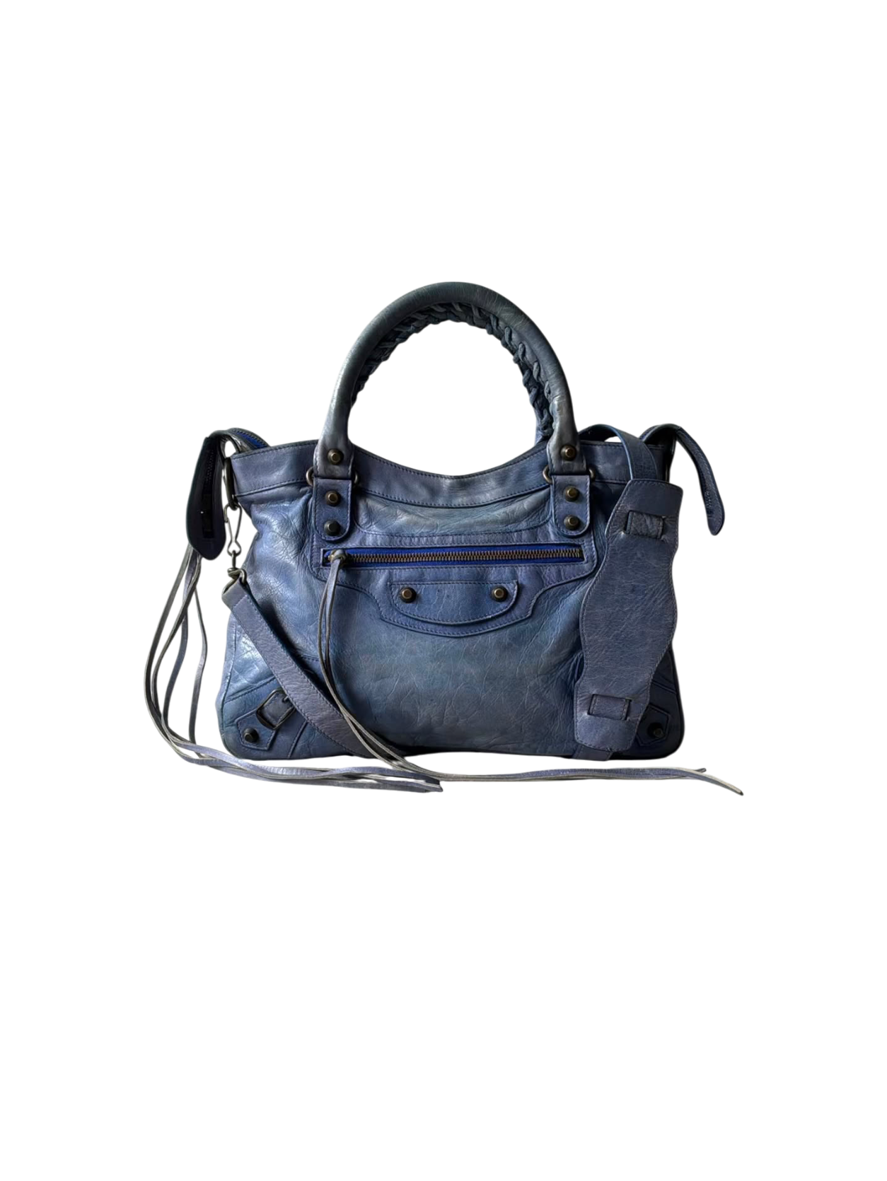 Balenciaga Town Blue Lambskin Bag