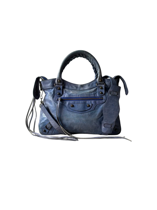 Balenciaga Town Blue Lambskin Bag