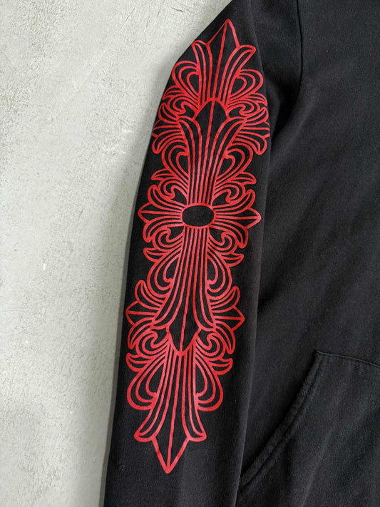 Chrome Hearts Horseshoe Floral Black/red Hoodie