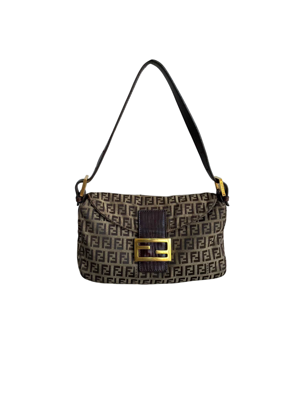 Fendi Zucchino Double Flap Baguette Bag
